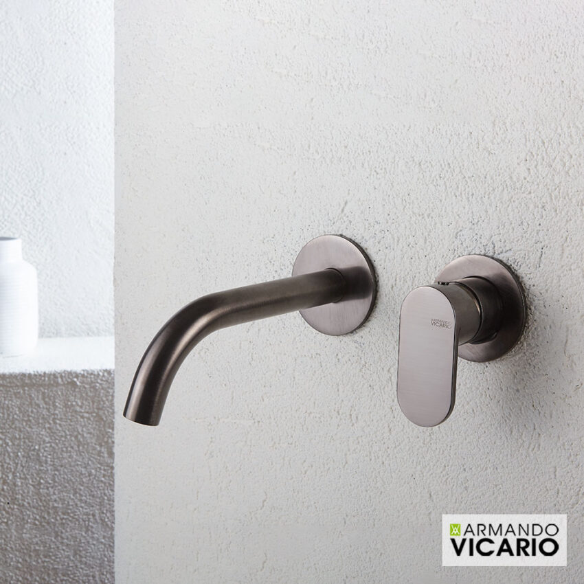 Μπαταρία Νιπτήρα Τοίχου Slim Vicario Black Brushed - Image 2