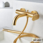 Μπαταρία Λουτρού Slim Vicario Brushed Gold - Image 2