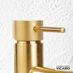 Μπαταρία Νιπτήρα με Βαλβίδα Clic-Clac Industrial Vicario Brushed Gold - Image 2