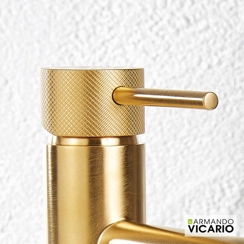 Μπαταρία Νιπτήρα με Βαλβίδα Clic-Clac Industrial Vicario Brushed Gold - Image 2