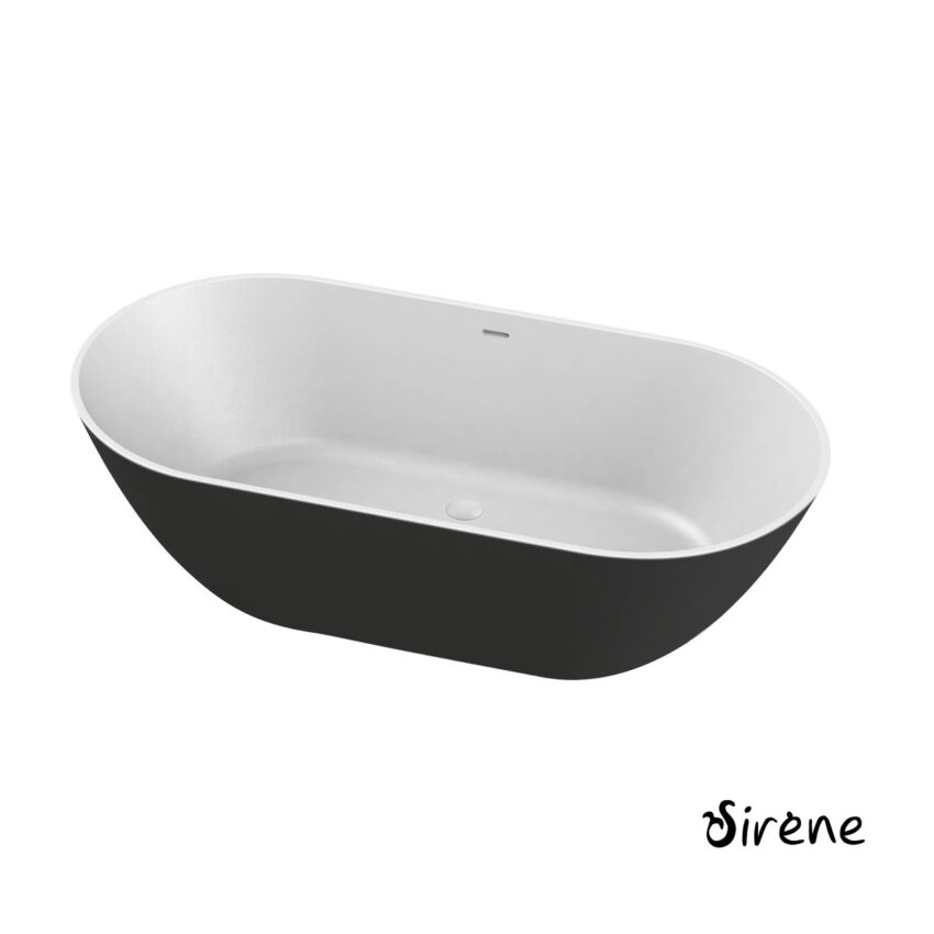 Μπανιέρα Solid Surface Ελεύθερης Τοποθέτησης CUSCO Freestanding  165x85, Sirene Black Matt /White Matt - Image 2