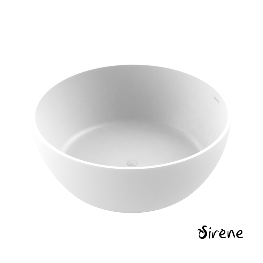 Μπανιέρα Solid Surface Ελεύθερης Τοποθέτησης CUSCO Freestanding Φ153, Sirene White Matt - Image 2