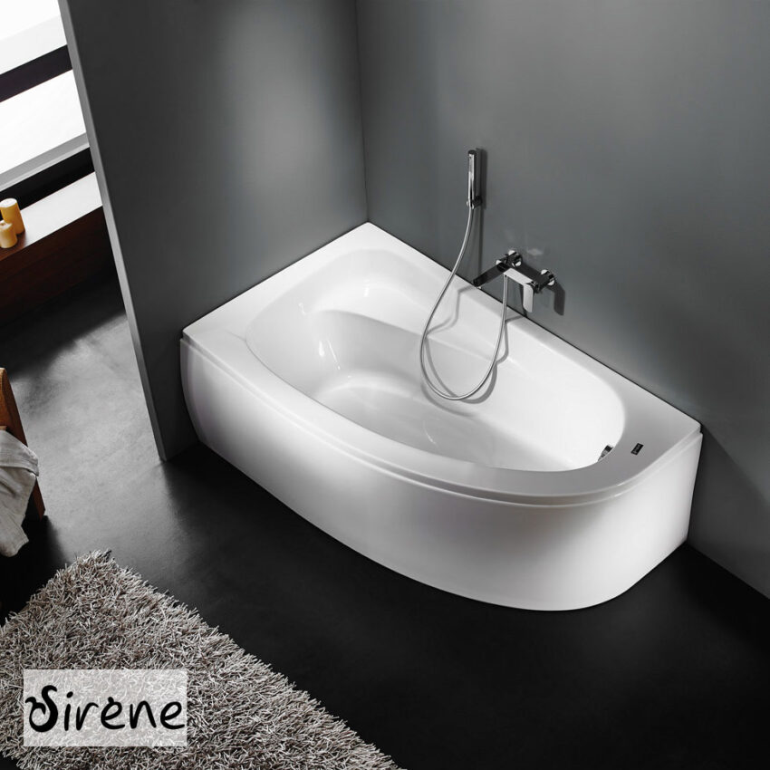 Μπανιέρα Ακρυλική MARINA με σύστημα Υδρομασάζ (0.88hp-6 jet) 160x90 Left, Sirene  White - Image 2