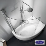 Διαχωριστικό κυρτό δίπτυχο μπανιέρας 120εκ. ύψους 140εκ., Devon Primus-Plus Clear Chrome - Image 2