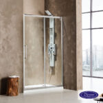 Συρόμενη πόρτα καμπίνας ντουζιέρας Primus Plus 140 ύψους 195εκ.  ρυθμιζόμενη από 137 έως 141εκ. Devon Clean Glass Chrome