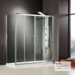 Συρόμενη διπλή πόρτα καμπίνας ντουζιέρας AXIS 180 ύψους 185εκ.  ρυθμιζόμενη από 177 έως 181εκ. Clean Glass Chrome