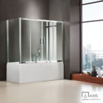 Συρόμενη διπλή πόρτα καμπίνας μπανιέρας AXIS 160 ύψους 140εκ. ρυθμιζόμενη από 157 έως 161εκ. Clear Chrome
