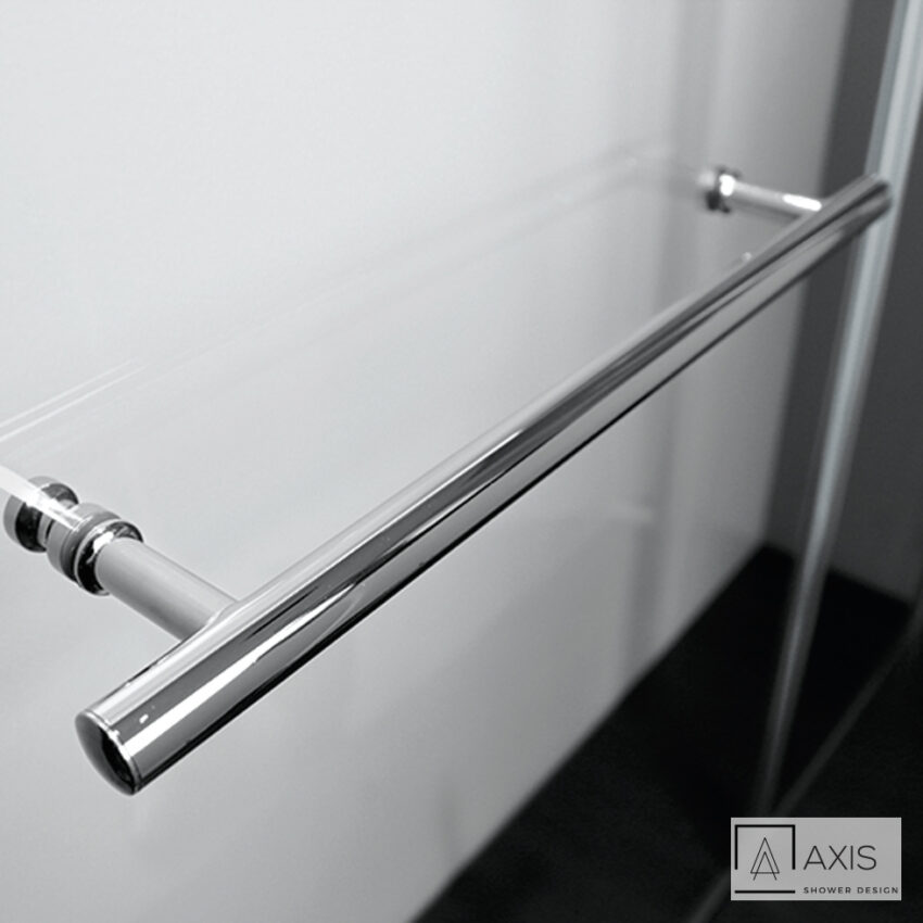 Διαχωριστικό δίπτυχο μπανιέρας 120εκ. ύψους 140εκ. με λαβή πετσετοκρεμάστρα, AXIS Clear Chrome - Image 2