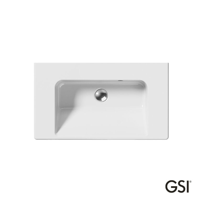 Νιπτήρας Πορσελάνης Norm 70x40 Χωρίς Οπή Μπαταρίας (1 προχαραγμένη) GSI White - Image 2