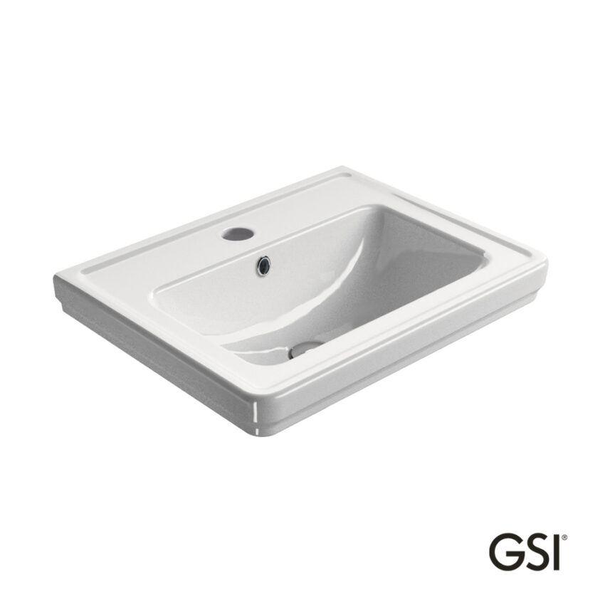 Νιπτήρας Πορσελάνης Classic 60x46 (1 οπή+2 προχ.) GSI White - Image 2