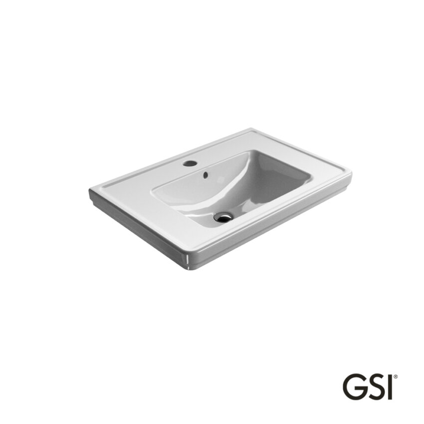 Νιπτήρας Πορσελάνης Classic 75x50 (1 οπή+2 προχ.) GSI White - Image 3