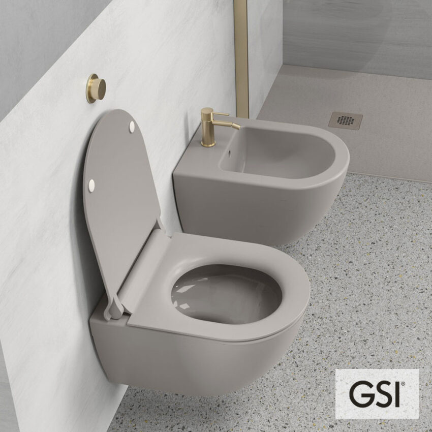 Λεκάνη Κρεμαστή Pura/50 Swirlflush με κάλυμμα MS86SC Super Slim Soft Close, GSI Tortora - Image 2