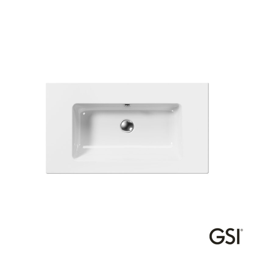 Νιπτήρας Πορσελάνης Pura 82x46 (1 οπή+2 προχ.) GSI White - Image 2