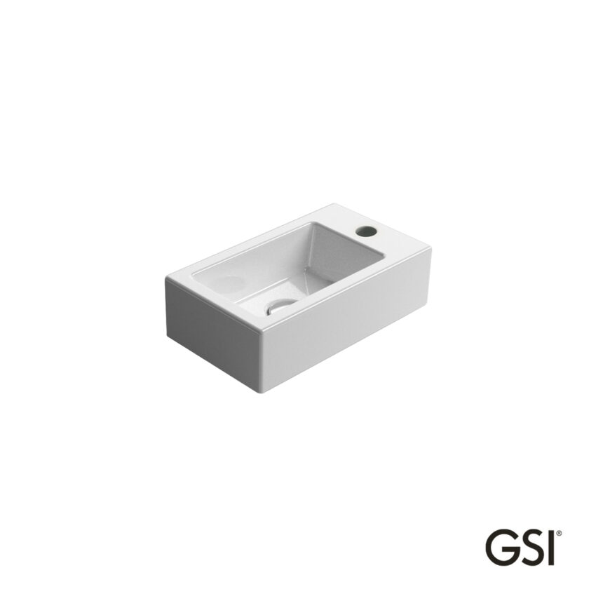 Νιπτήρας Πορσελάνης Kube 40x23 (1οπή) GSI WHITE - Image 2