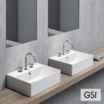 Νιπτήρας Πορσελάνης Kube-X 45x35 (1 οπή+2 προχ.) GSI White - Image 2