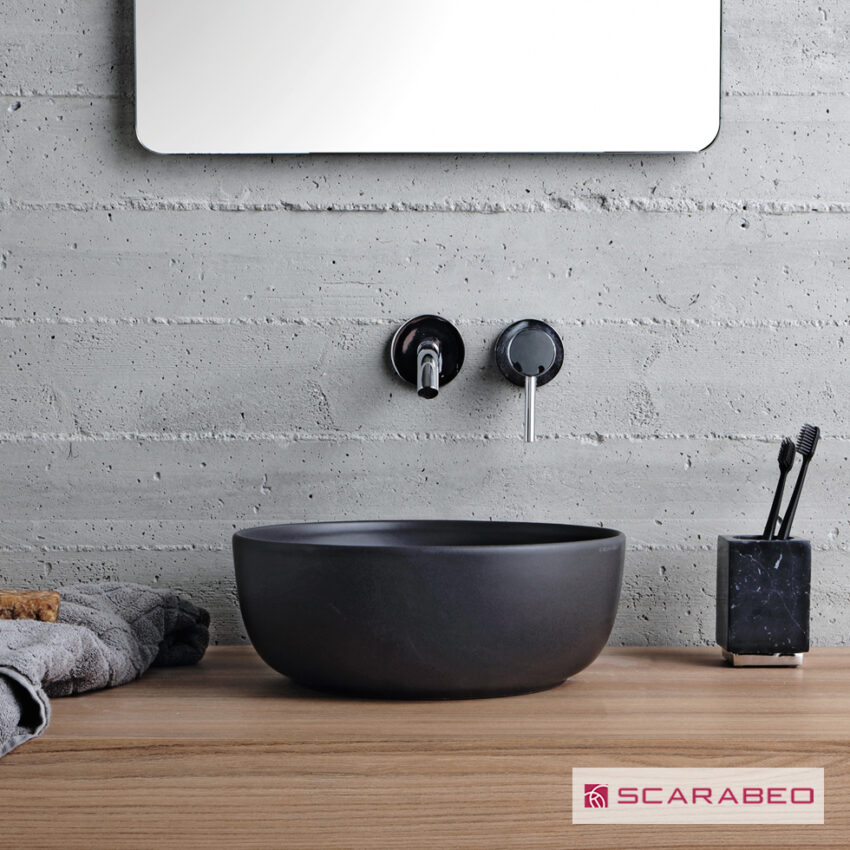 Νιπτήρας Πορσελάνης Glam Φ33 Scarabeo Ardesia (Black Matt) - Image 2