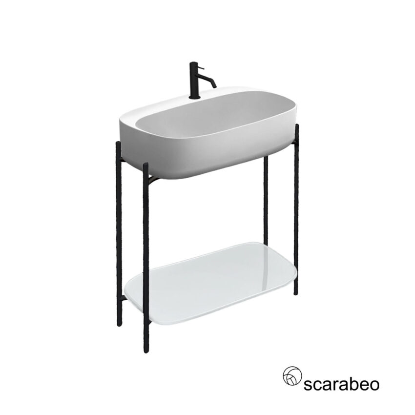 Έπιπλο μπάνιου Laila 2703-NROP με ράφι 2710-300, Χωρίς Νιπτήρα Scarabeo - Image 3