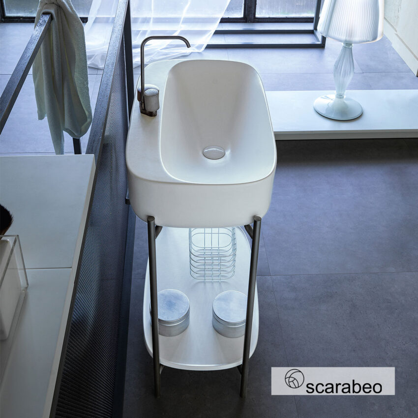 Έπιπλο μπάνιου Laila 2703-NROP με ράφι 2710-300, Χωρίς Νιπτήρα Scarabeo - Image 4