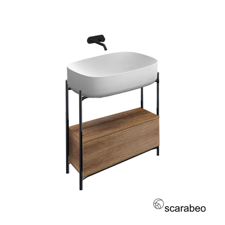 Έπιπλο μπάνιου Laila 270312-NROP89  με συρτάρι 2712-89 Χωρίς Νιπτήρα, Scarabeo - Image 3