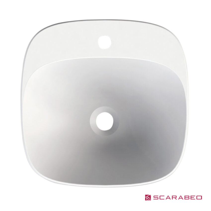 Νιπτήρας Πορσελάνης Moon 42x42 (1 οπή) Scarabeo White - Image 3