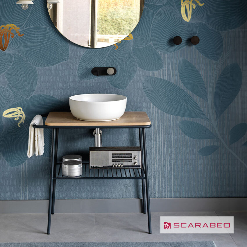 Έπιπλο μπάνιου Fuji 79εκ. Wood/Ardesia (Black Matt) χωρίς νιπτήρα, Scarabeo - Image 2