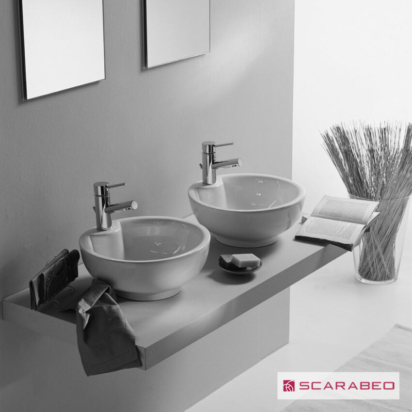 Νιπτήρας Πορσελάνης Luna 40φ (1 οπή) Scarabeo White - Image 4