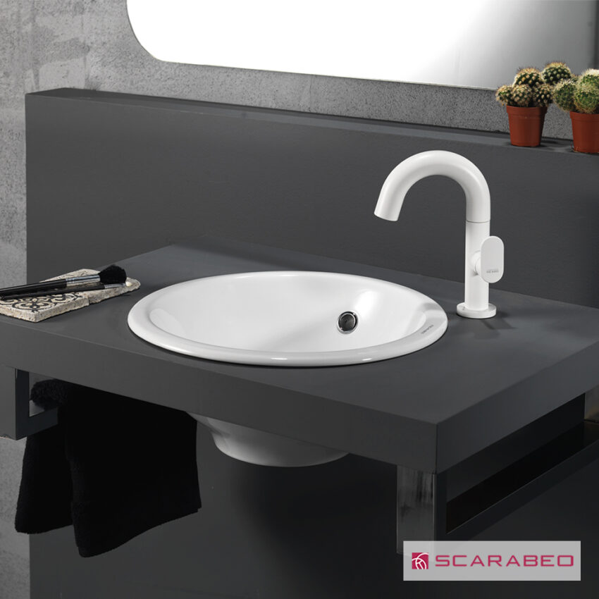 Νιπτήρας Πορσελάνης In-Out 39,5φ Scarabeo White - Image 2