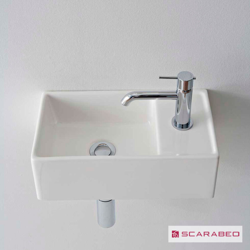 Νιπτήρας Πορσελάνης Teorema 41x23 (1 οπή) Scarabeo White - Image 2