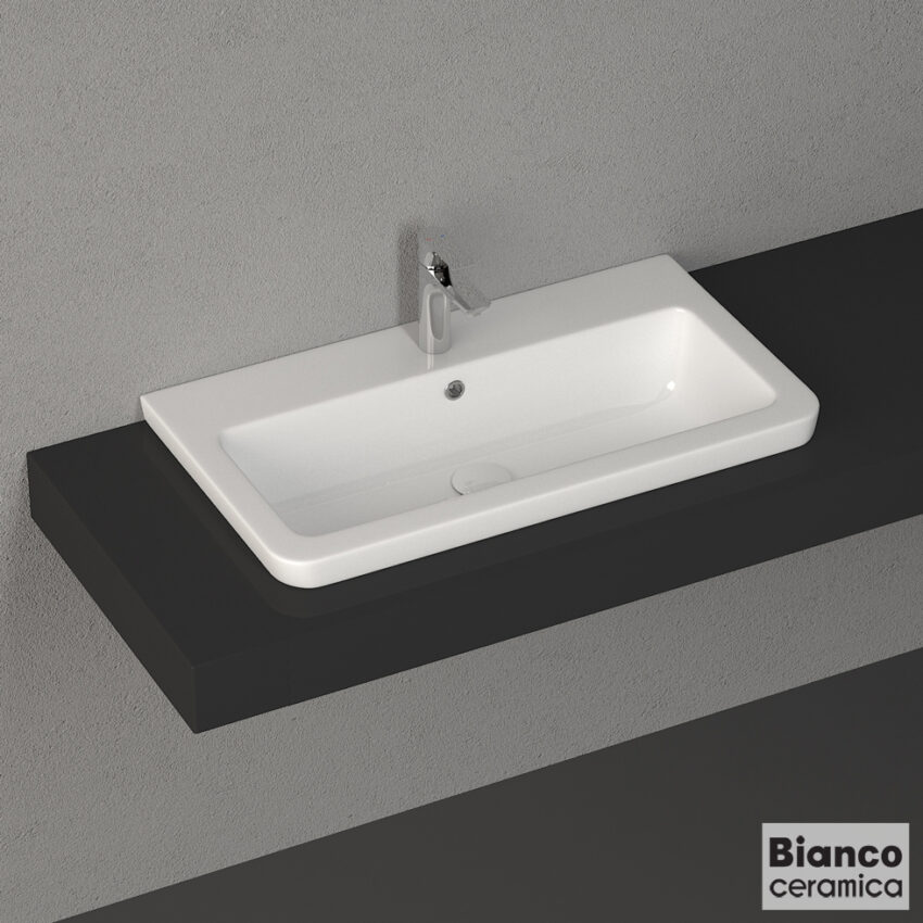 Νιπτήρας Πορσελάνης Urban 80x35 (1 οπή) Bianco Ceramica White - Image 3