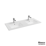 Νιπτήρας Πορσελάνης Διπλός Flat 121,6x46 (2 οπές) Bianco Ceramica White - Image 2