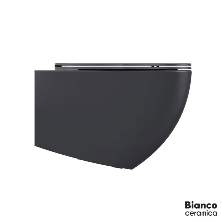 Λεκάνη Κρεμαστή LENTA/53 Rimless με κάλυμμα Soft Close MS38C, Bianco Ceramica Anthracite Matt - Image 4