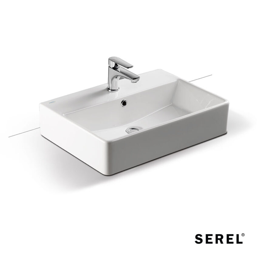 Νιπτήρας Πορσελάνης Tetra 60x42 (1 οπή) SEREL White - Image 2