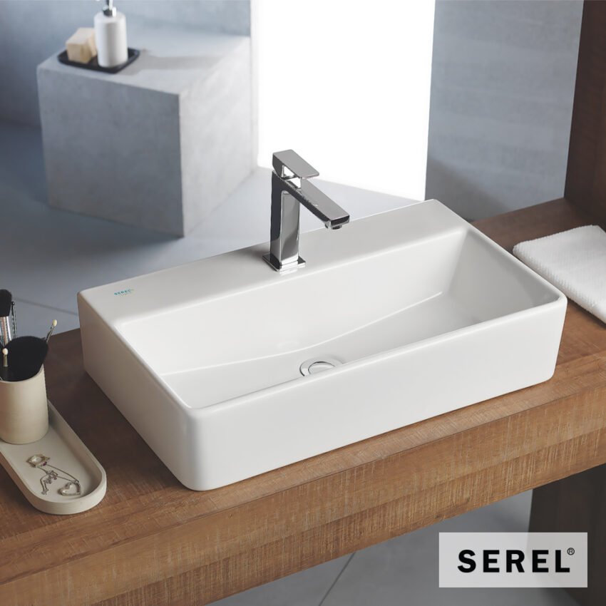 Νιπτήρας Πορσελάνης Tetra 60x42 (1 οπή) SEREL White - Image 3