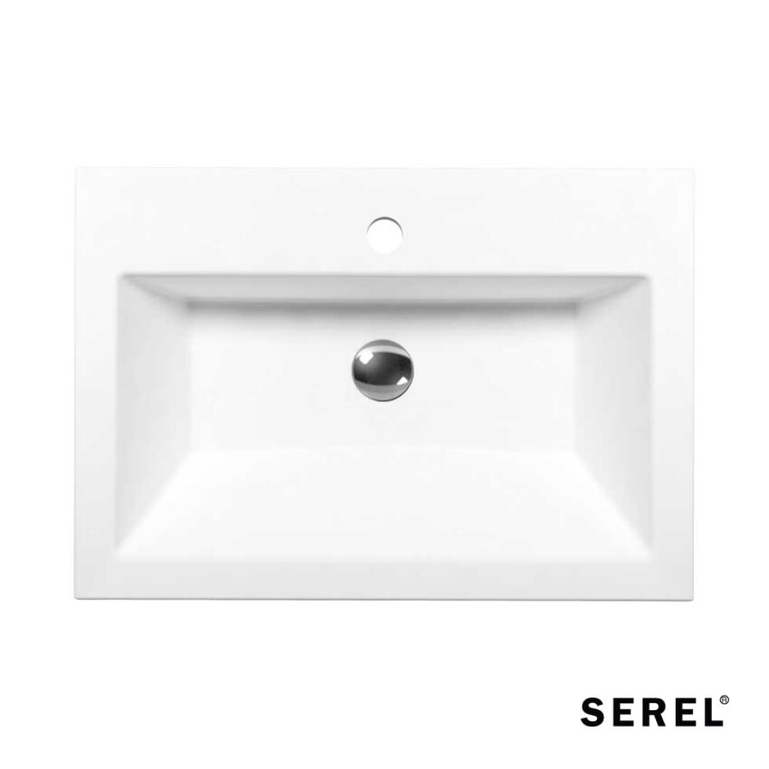 Νιπτήρας Πορσελάνης 60x42 (1 οπή) SEREL White - Image 2