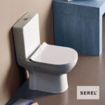 Λεκάνη Χαμηλής Πίεσης Πισωστόμια VELA με κάλυμμα Slim Soft Close 9001SC, Serel White