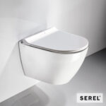 Λεκάνη Κρεμαστή Rimless SMART36/48,5 με μπιντέ, κάλυμμα Slim Soft Close 9001SC, Serel White