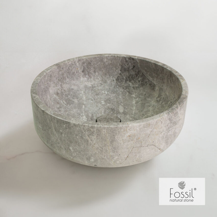 Νιπτήρας Μαρμάρινος Thalo Φ33 h.12.5 Fossil Tundra Grey - Image 2