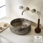 Νιπτήρας Μαρμάρινος Φ42 h.14 Fossil Emperador Pale - Image 2