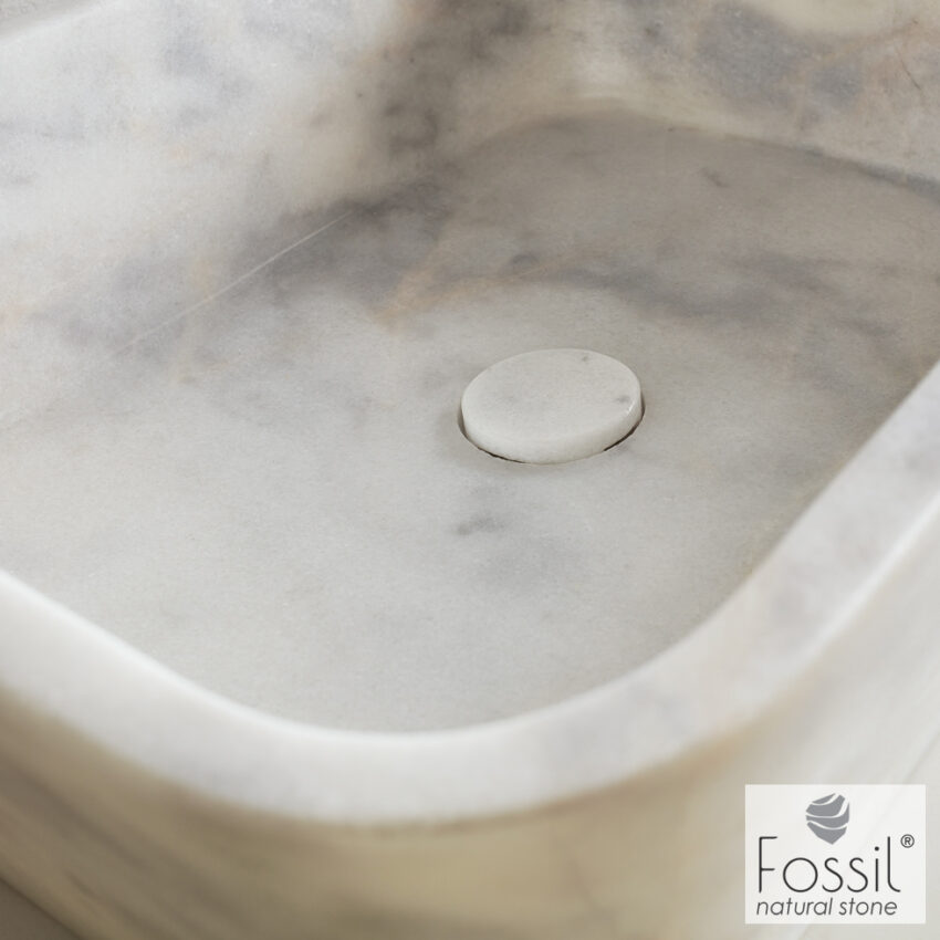 Νιπτήρας Μαρμάρινος  Gaia 60x38 h.14 Fossil Carrara Nuovo - Image 2