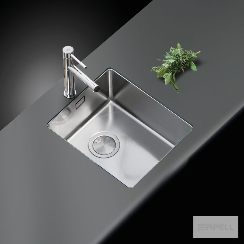 Νεροχύτης Κουζίνας Ανοξείδωτος Υποκαθήμενος linear Plus 34x40 Αpell Inox Λείο - Image 2
