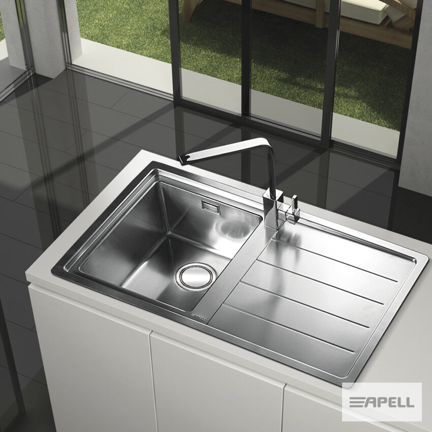 Νεροχύτης Κουζίνας Ανοξείδωτος Linear plus 100x50 Αpell Inox Λείο right - Image 2