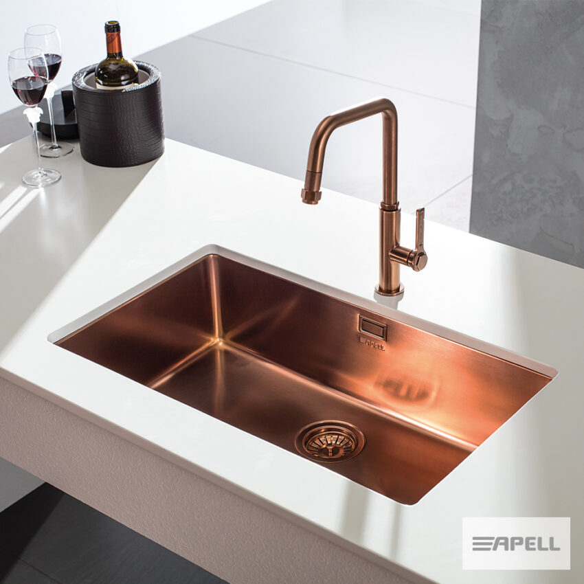 Νεροχύτης Κουζίνας Ανοξείδωτος Υποκαθήμενος Metamorfosi 75x44 PVD Copper apell - Image 2