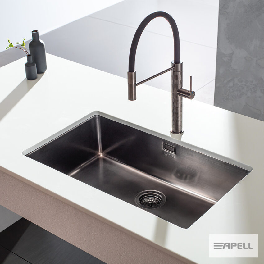 Νεροχύτης Κουζίνας Ανοξείδωτος Υποκαθήμενος Metamorfosi 75x44 PVD Black apell - Image 2