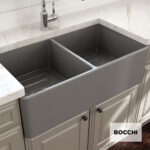 Νεροχύτης Κουζίνας Πορσελάνης Επικαθήμενος 84x46 Bocchi Grey Matt