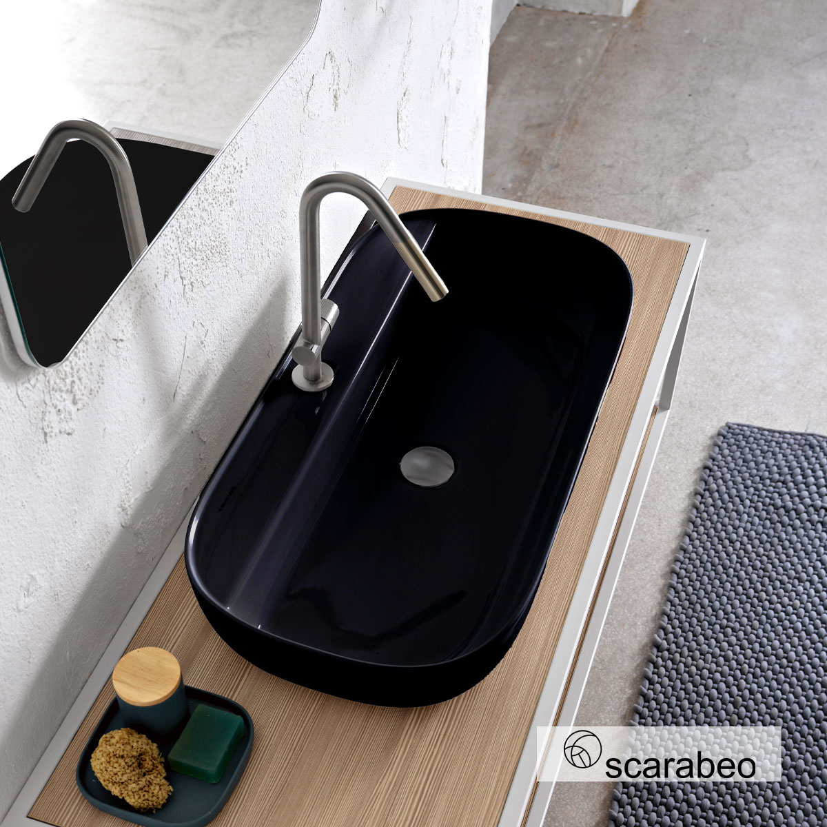 ΝΙΠΤΗΡΑΣ GLAM76/R 76x38 (1 οπή) SCARABEO ARDESIA (BLACK MATT) ΝΙΠΤΗΡΑΣ GLAM76/R 76x38 (1 οπή) SCARABEO ARDESIA (BLACK MATT) - Image 1