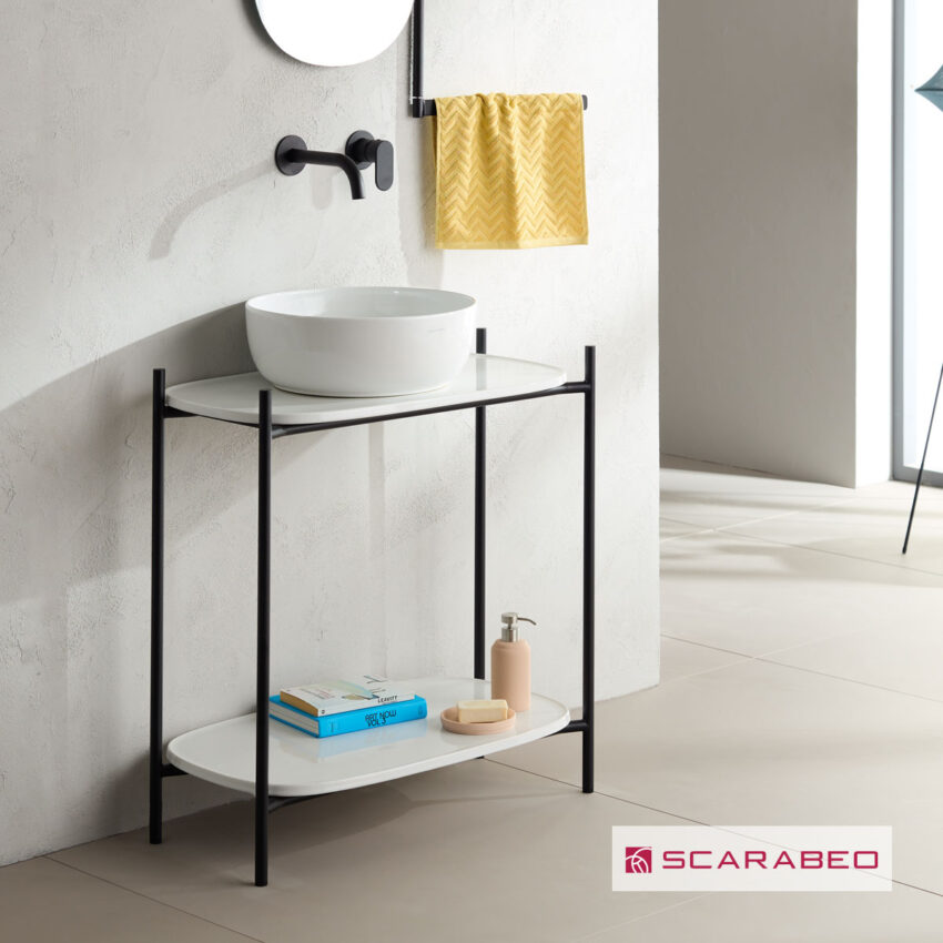 Έπιπλο μπάνιου Laila 2703-NROP με ράφια 2715+2710-300 χωρίς νιπτήρα, Scarabeo - Image 2