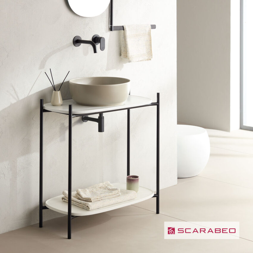 Έπιπλο μπάνιου Laila 2703-NROP με ράφια 2715+2710-41 χωρίς νιπτήρα, Scarabeo - Image 2