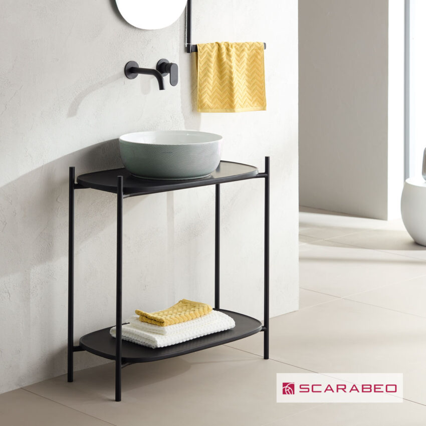 Έπιπλο μπάνιου Laila 2703-NROP με ράφια 2715+2710-49 χωρίς νιπτήρα, Scarabeo - Image 2