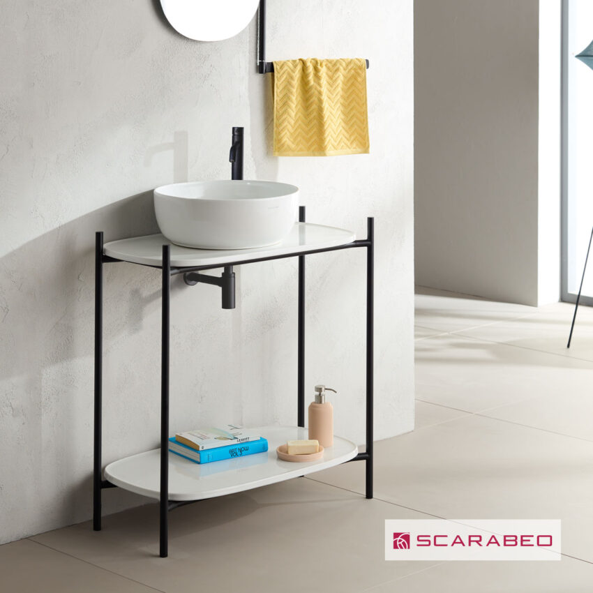 Έπιπλο μπάνιου Laila 2703-NROP με ράφια 2716+2710-300 χωρίς νιπτήρα, Scarabeo - Image 2
