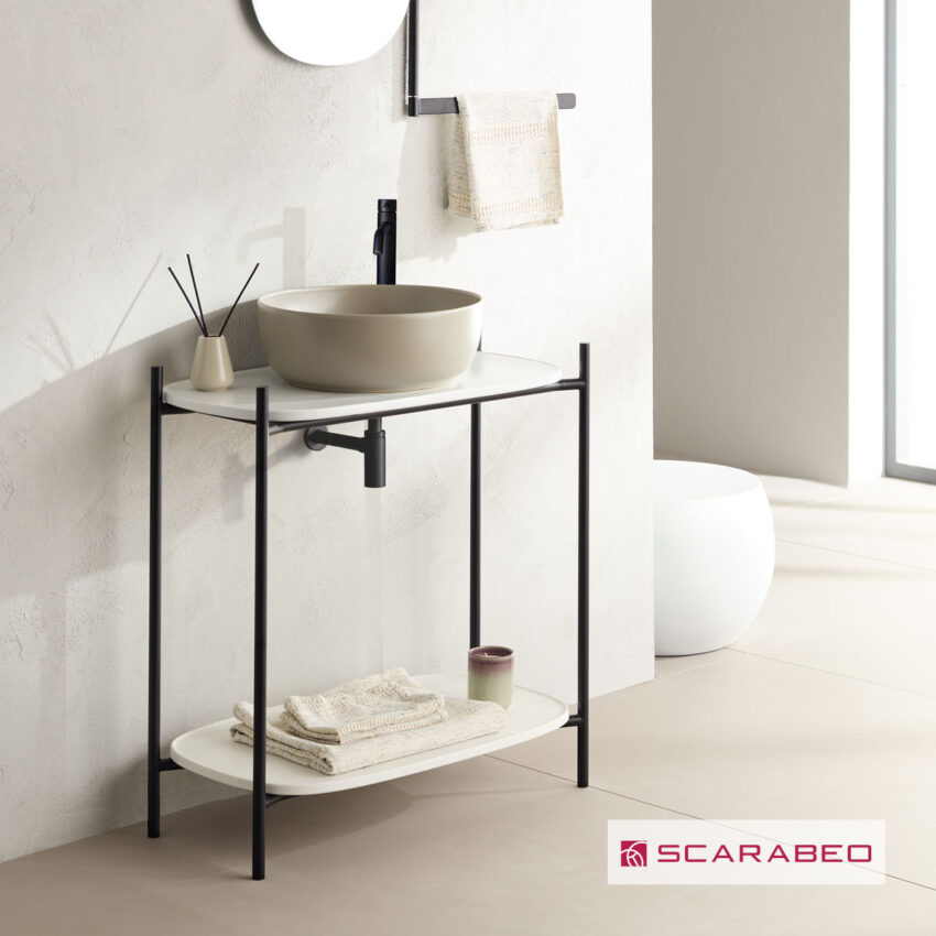 Έπιπλο μπάνιου Laila 2703-NROP με ράφια 2716+2710-41 χωρίς νιπτήρα, Scarabeo - Image 2
